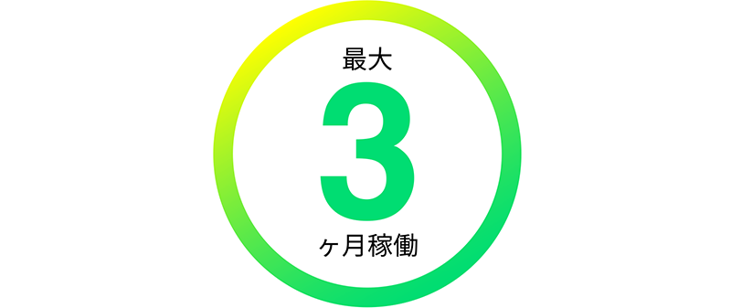 最大3ヶ月稼働